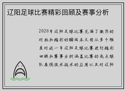 辽阳足球比赛精彩回顾及赛事分析